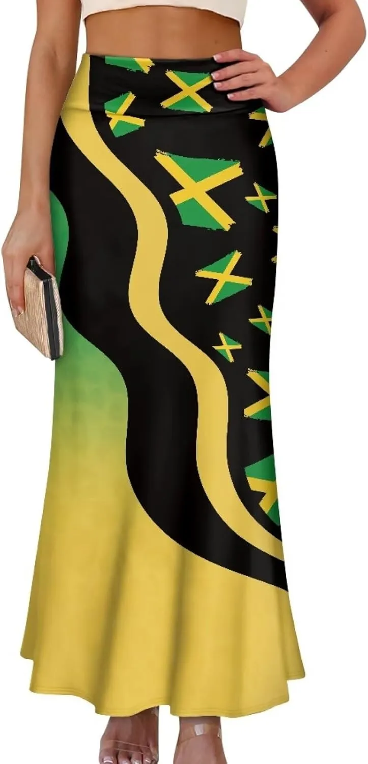 Women's Elastic High Waist Pleated Midi Skirt A-Line Flowy Swing Tiered Skirts