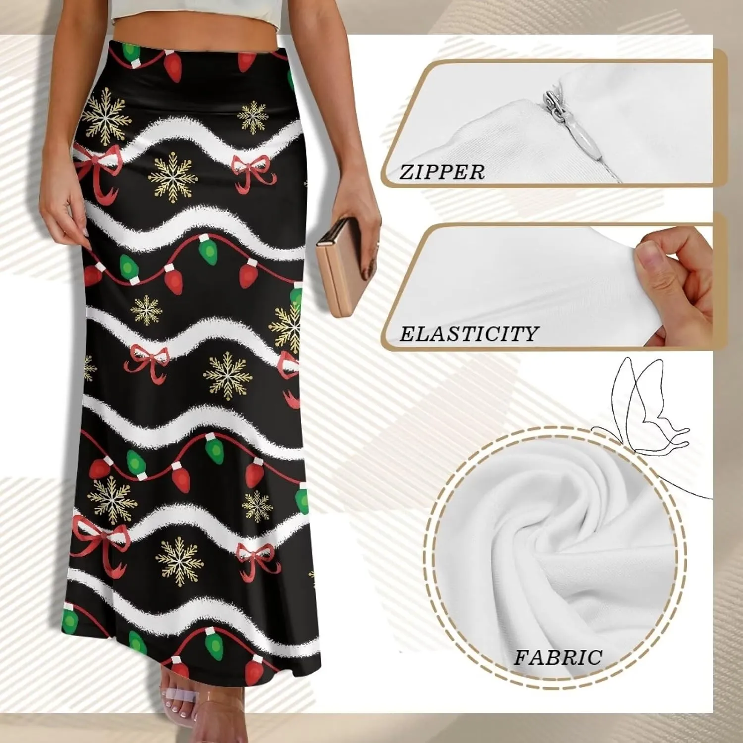 Women's Elastic High Waist Pleated Midi Skirt A-Line Flowy Swing Tiered Skirts