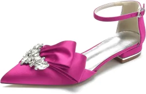 Women's Flats Pointed Toe Pumps, Diamond Low Block Heel Ankle Strap Sandals Casual Dress Wedding Flats Shoes