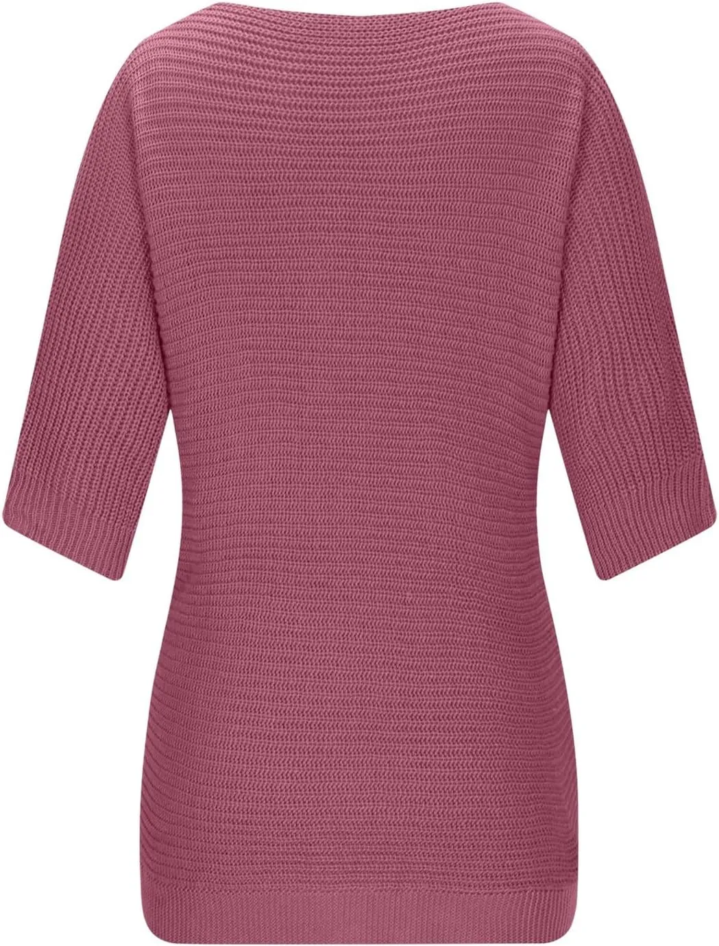 Womens Lightweight Sweater Casual Half Sleeve Pullover Tops Round Neck Shirts Ribbed Knit Blouse Loose Fit Tunics