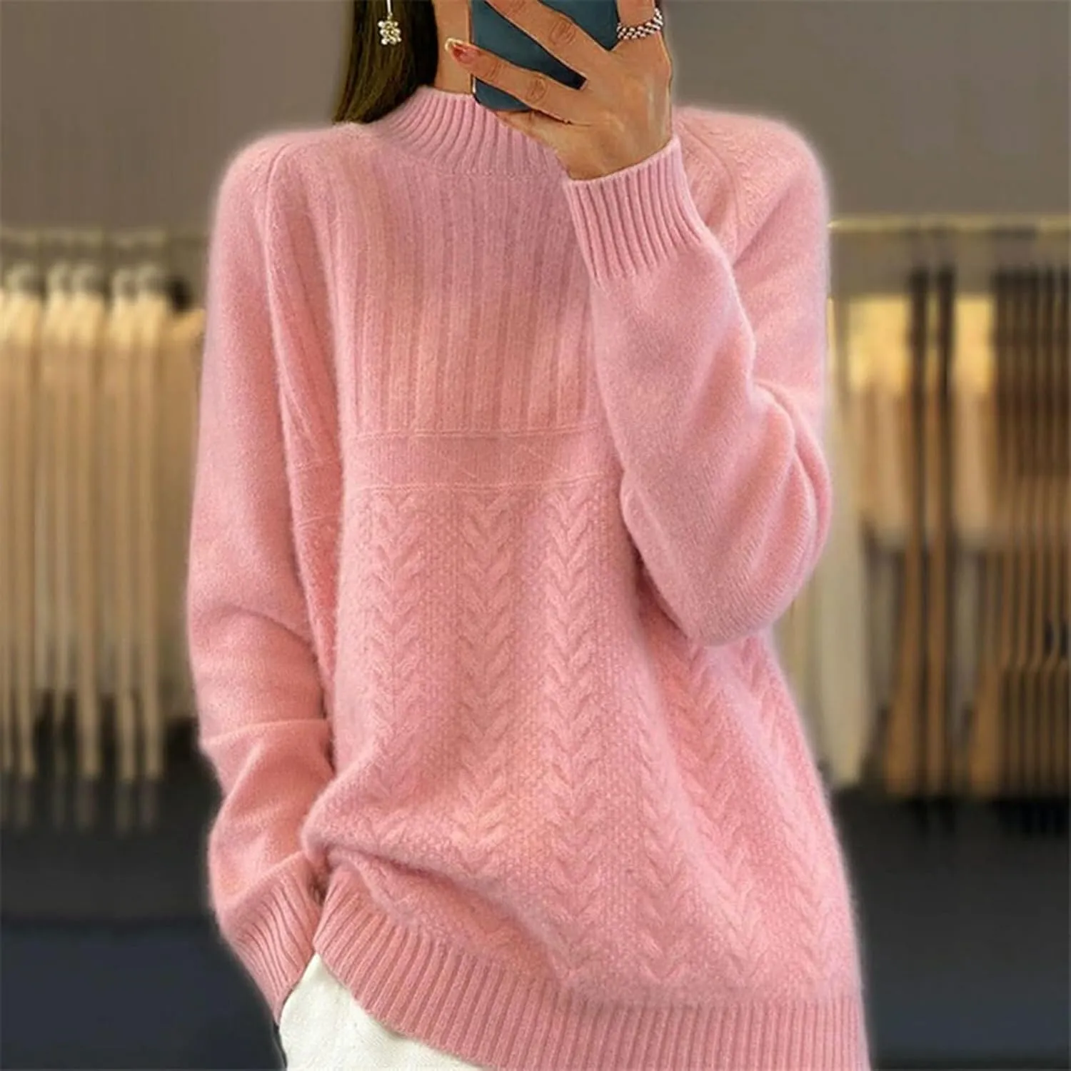 Women's Long Sleeve Soft Sweaters Crew Neck Elegant Pullovers Comfortable Loose Casual Sweater