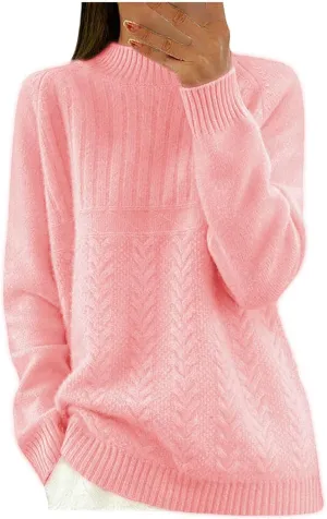 Women's Long Sleeve Soft Sweaters Crew Neck Elegant Pullovers Comfortable Loose Casual Sweater