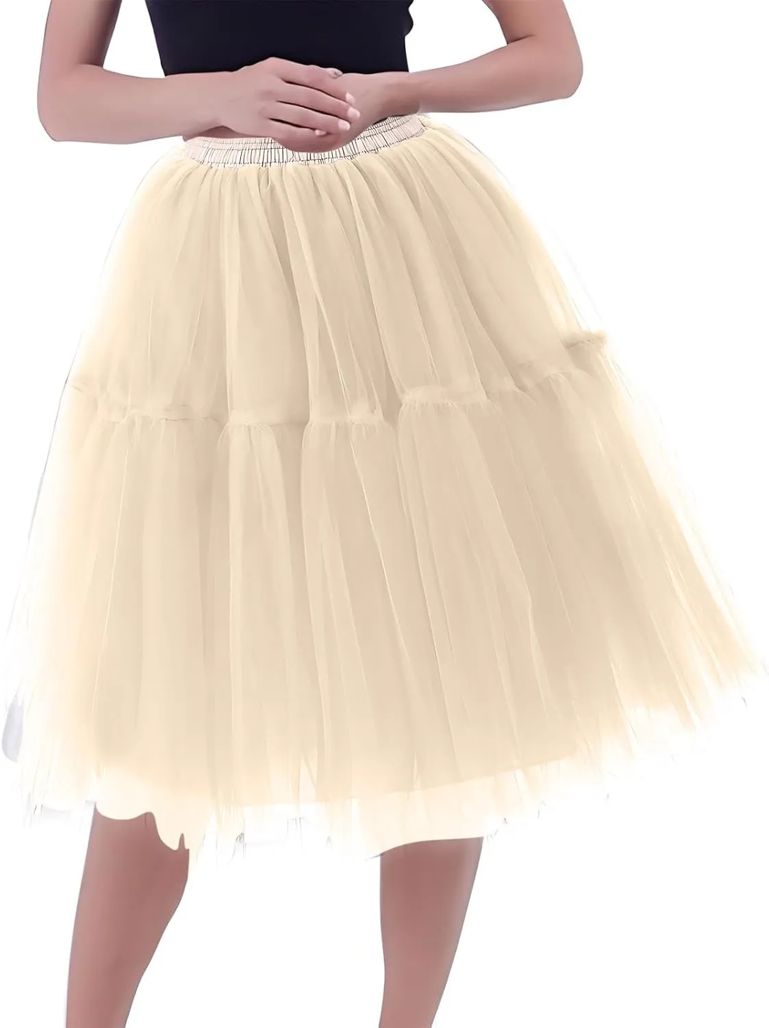 Women's Mesh Splicing Tulle Skirt Trendy Tutu Ball Skirts Comfy Flirty Cute Dress Petticoat Puffy Princess Skirt