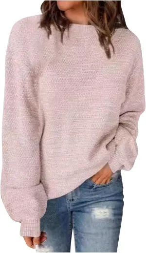 Women's Oversized Crewneck Long Sleeve Knit Sweater Casual Chunky Warm 2024 Fall Pullover Sweaters Top Trendy Outfits
