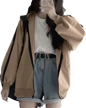 Womens Oversized Hoodie Zip Up Jackets Plus Size Y2K Cute Grunge Aesthetic Baggy Hoodies for Teen Girls