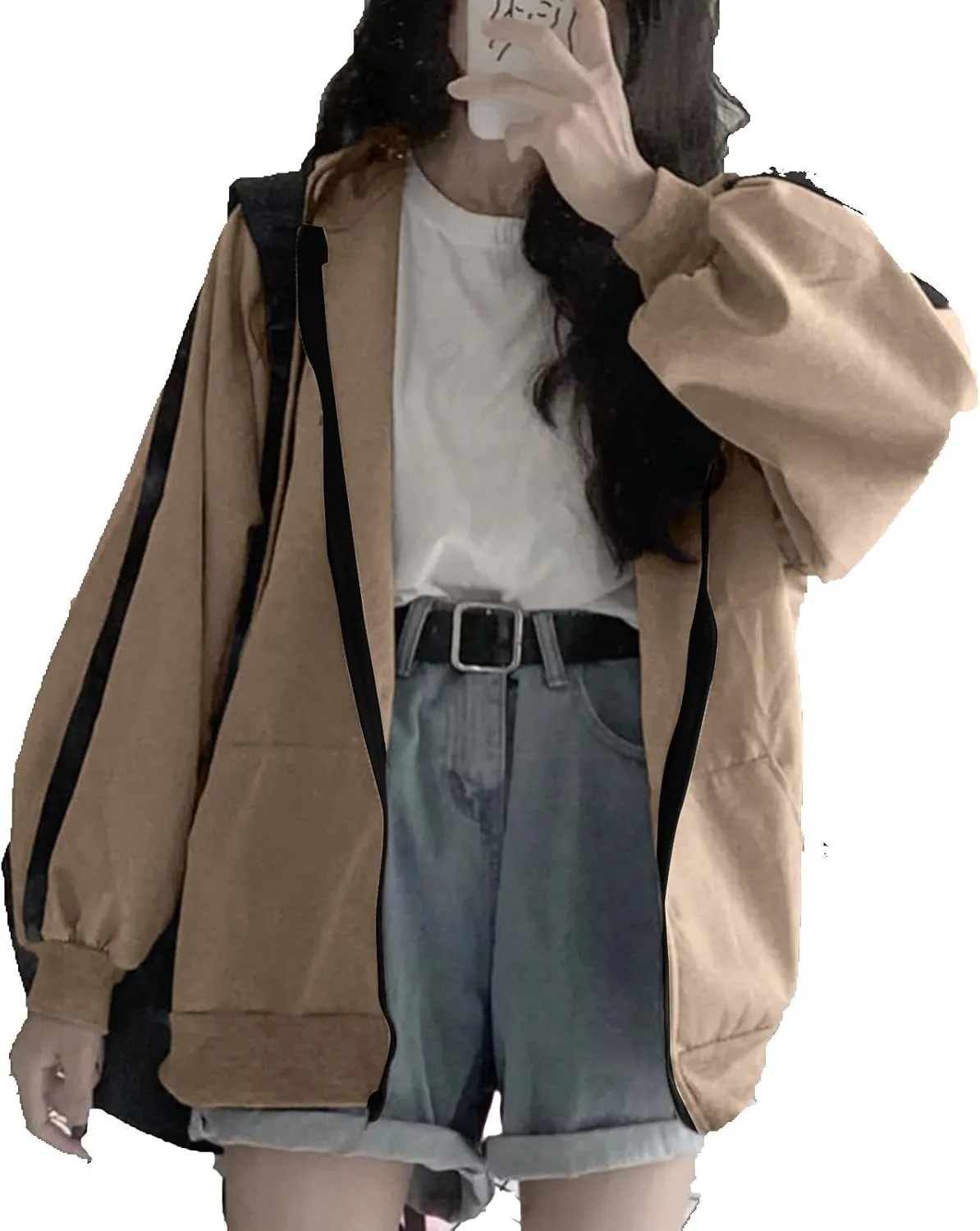 Womens Oversized Hoodie Zip Up Jackets Plus Size Y2K Cute Grunge Aesthetic Baggy Hoodies for Teen Girls