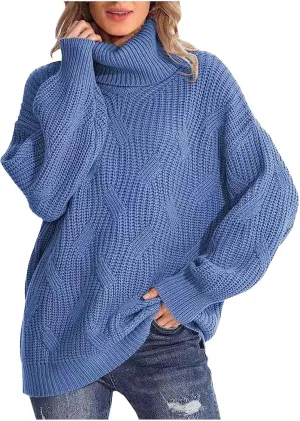 Womens Oversized Turtleneck Sweater Chunky Long Sleeve Ribbed Knit Pullover Jumper Top Fall Winter Warm Outwear