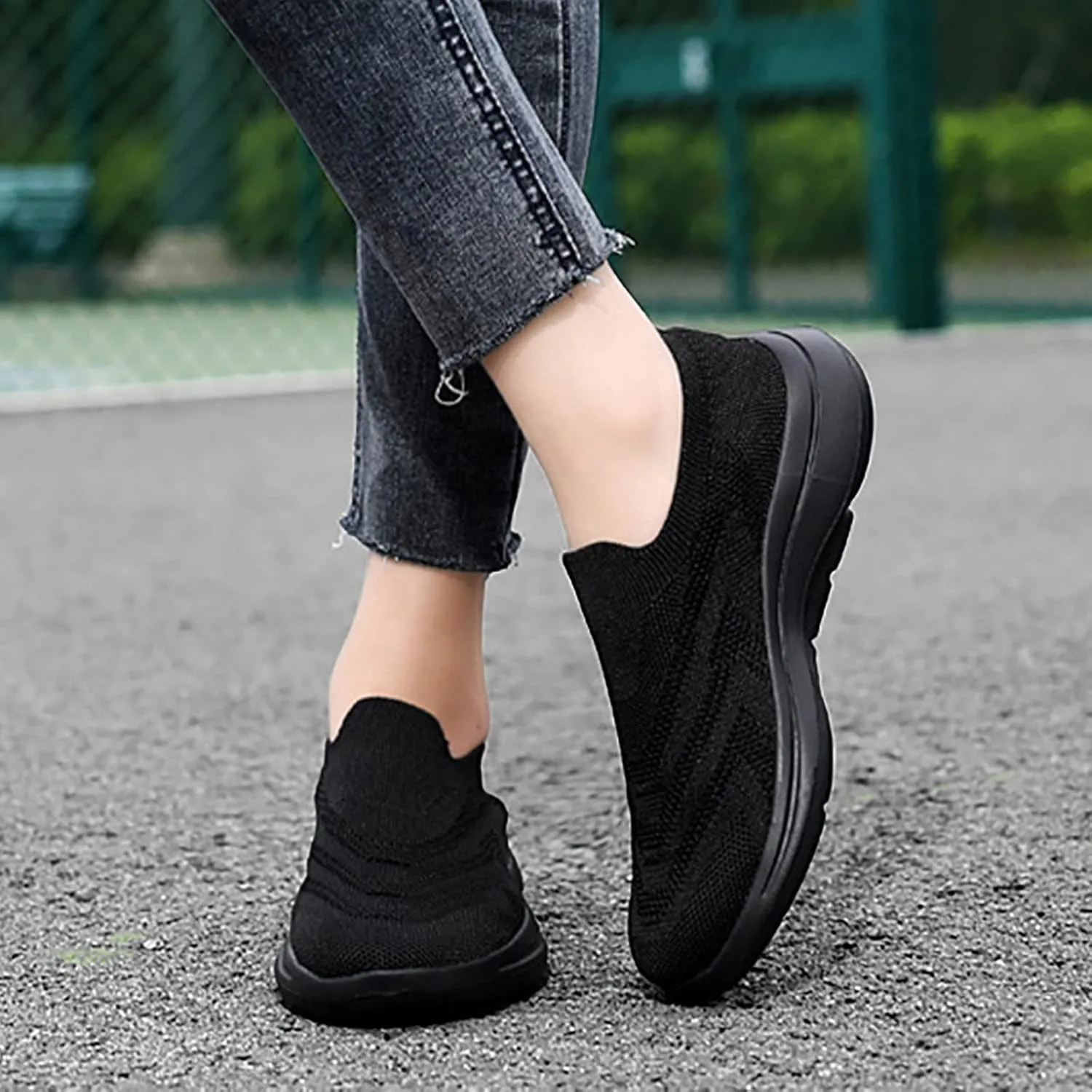 Womens Platform Sneakers Fashion Walking Shoes Women Comfort Black Nursing Shoes Wide Width Women Running Shoes Womens Lightweight Fashion Sport Sneakers Slip On Walking Shoes for Senior Women