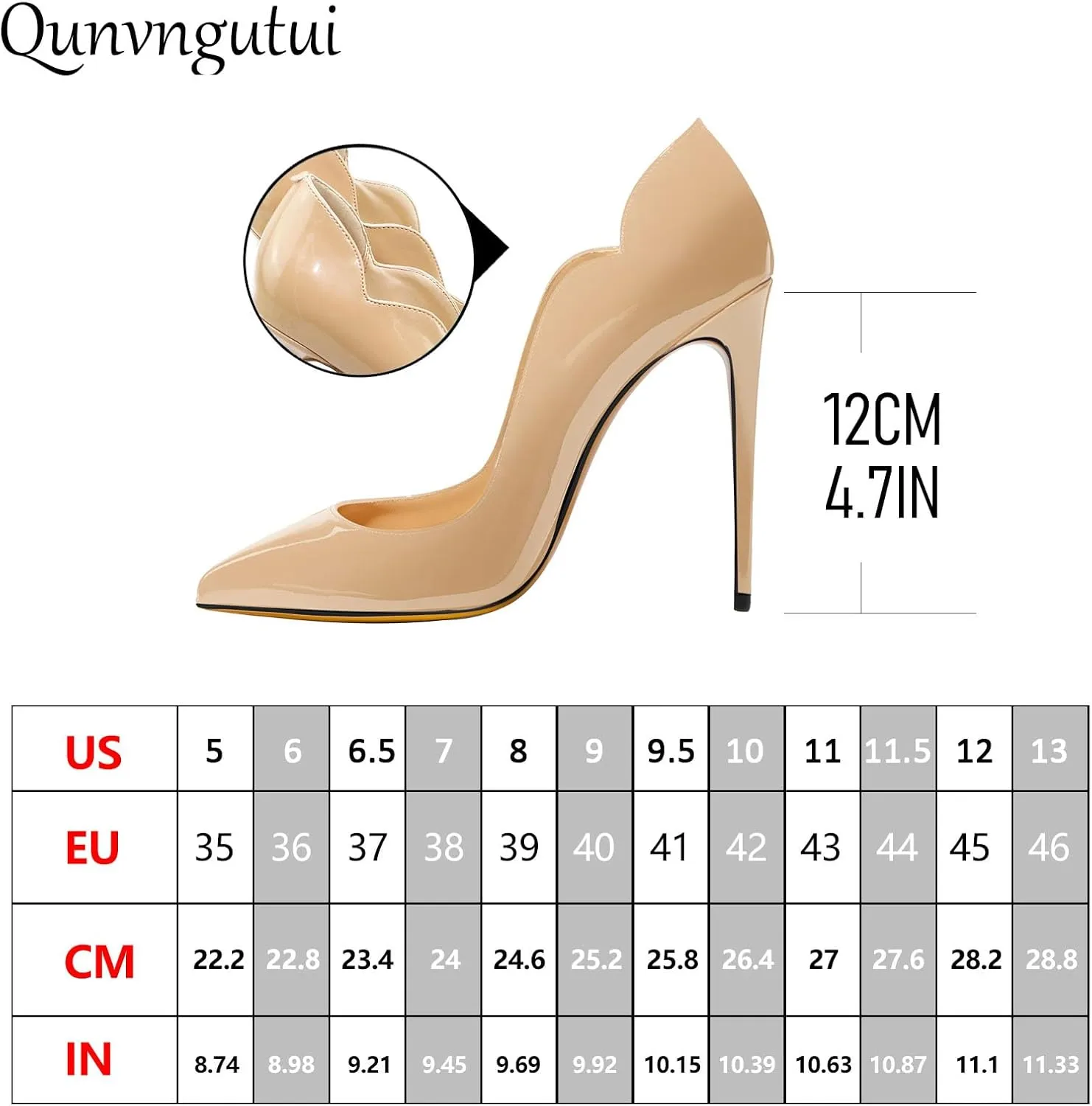 Women's Pointed 4.7 Inch Wave Sexy Stilettos Large Size High Heels Party Party Work Shoes