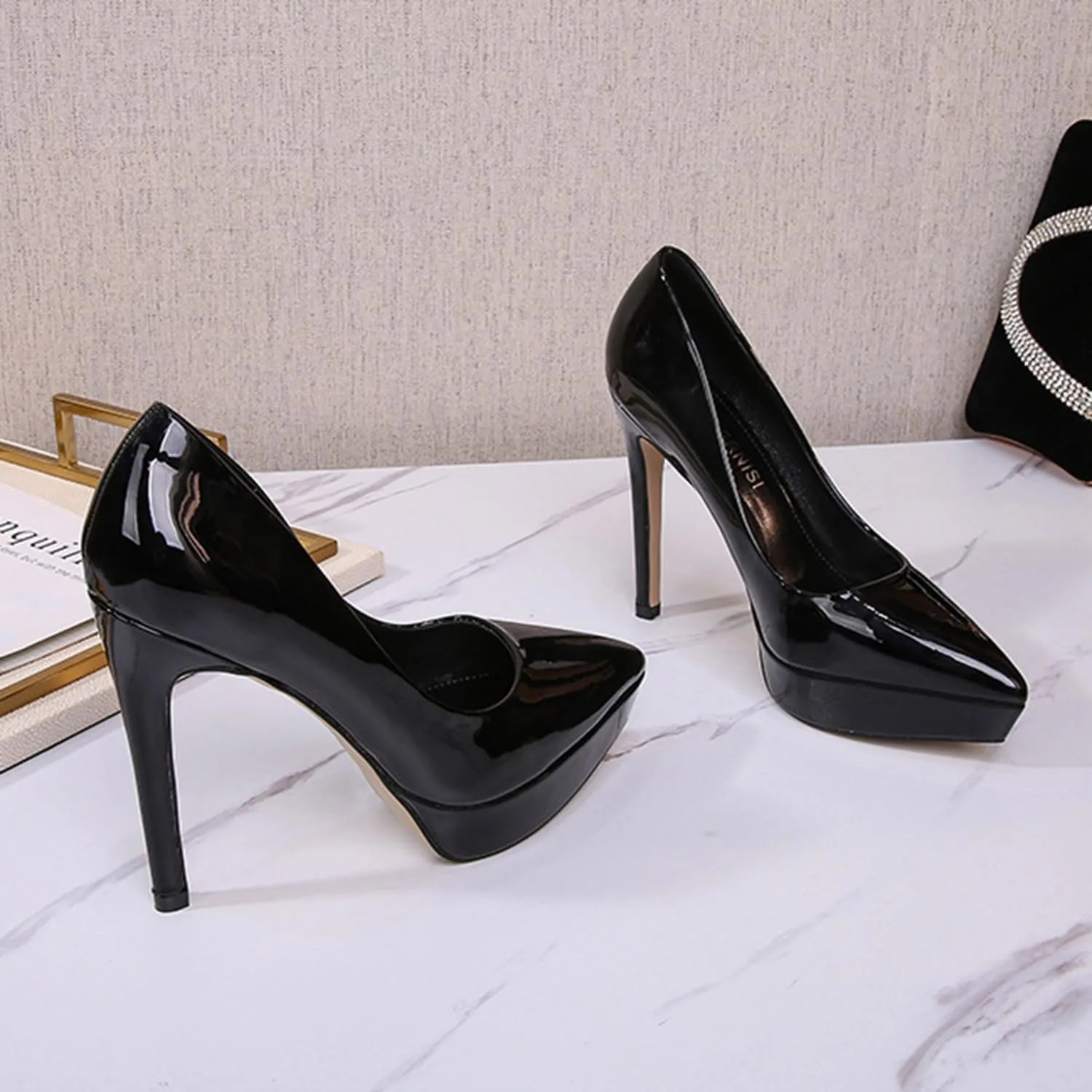 Women's Pumps Stiletto high Heels Closed Toe Platform Sexy Heels for Dress Shoes