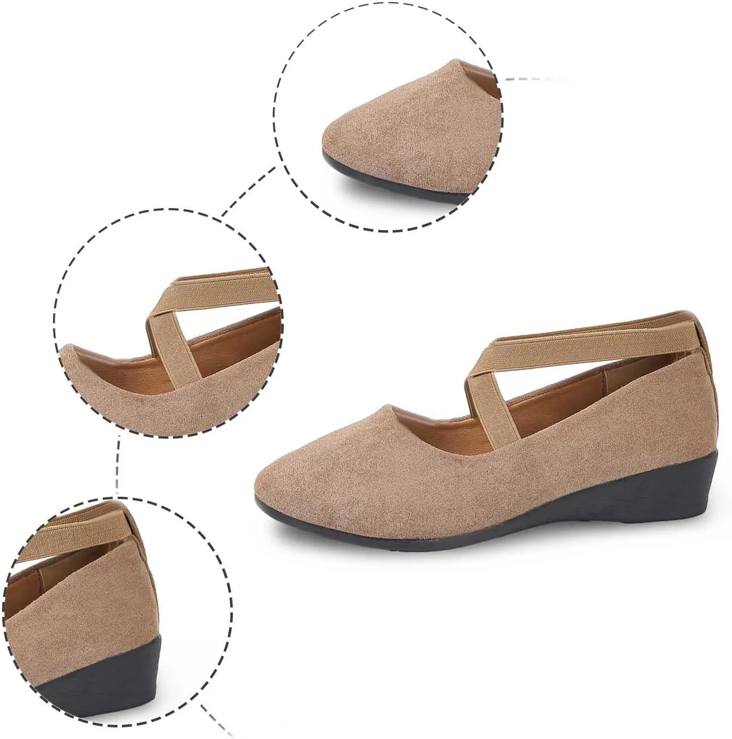 Womens Sandals With Arch Support And Back Strap Shoes Dressy Ballet Flats Slip On Walking Shoes Slip On Loafers