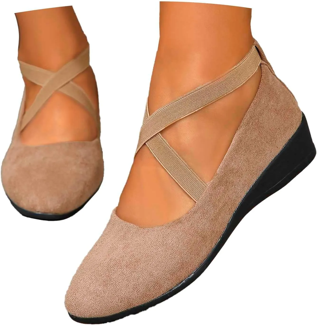 Womens Sandals With Arch Support And Back Strap Shoes Dressy Ballet Flats Slip On Walking Shoes Slip On Loafers