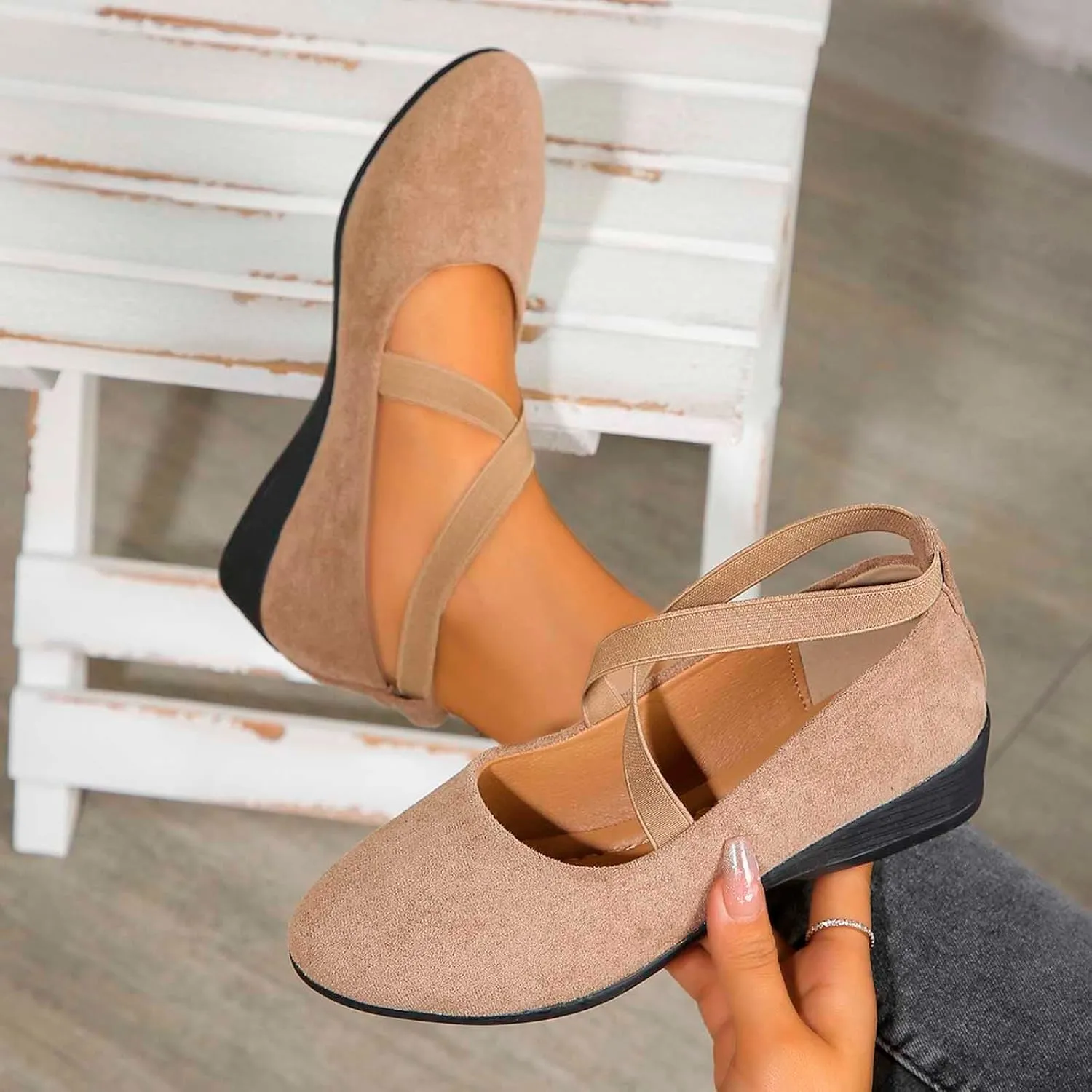 Womens Sandals With Arch Support And Back Strap Shoes Dressy Ballet Flats Slip On Walking Shoes Slip On Loafers