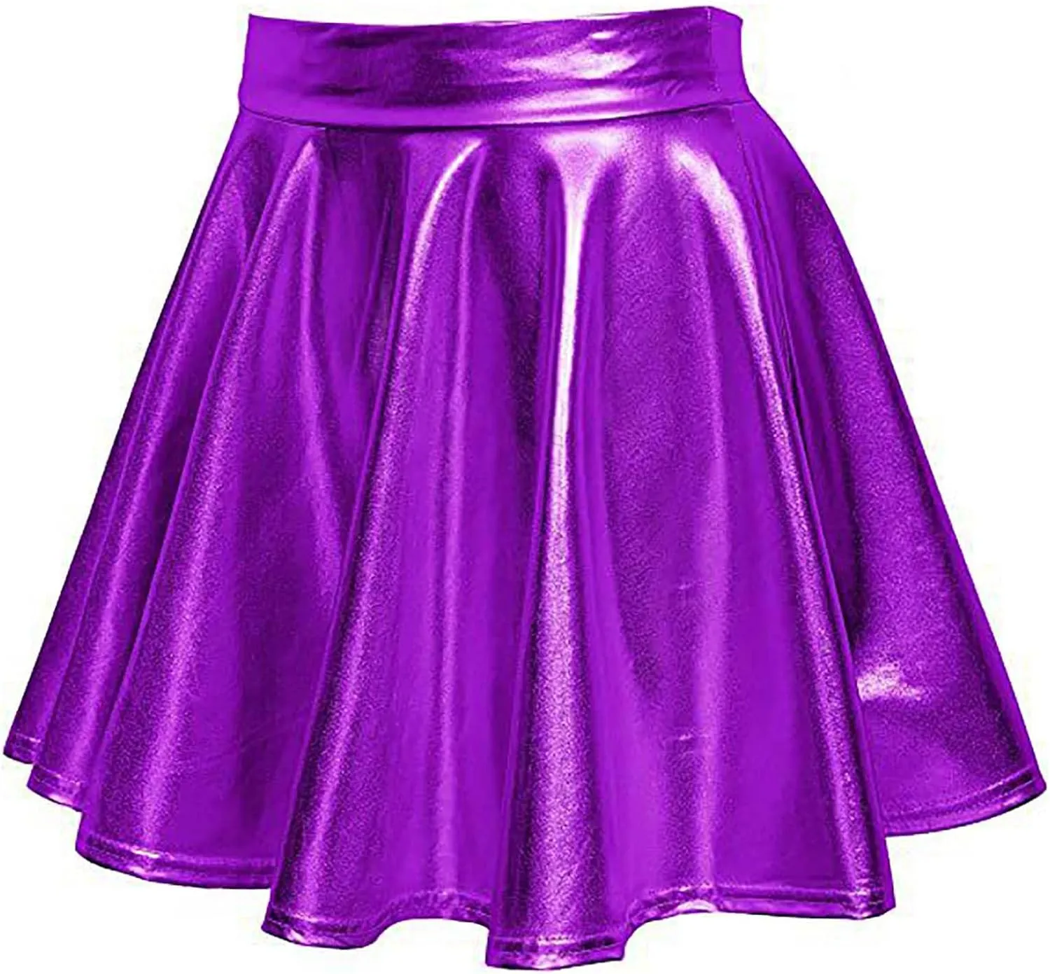 Women's Sexy Faux Leather Pleated Mini Skirt, High Waisted Stage Performance Party Skirt, Outdoor Skate Skirts