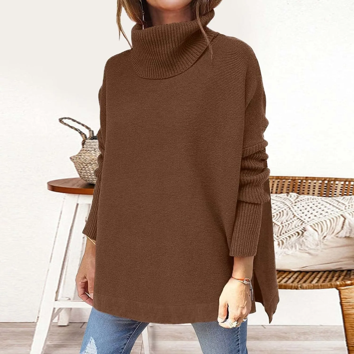 Womens Sleeve Loose Shoulder The Casual Off Pullover Long Knitted Sweater Women's Blouse Pullover Sweater Jacket