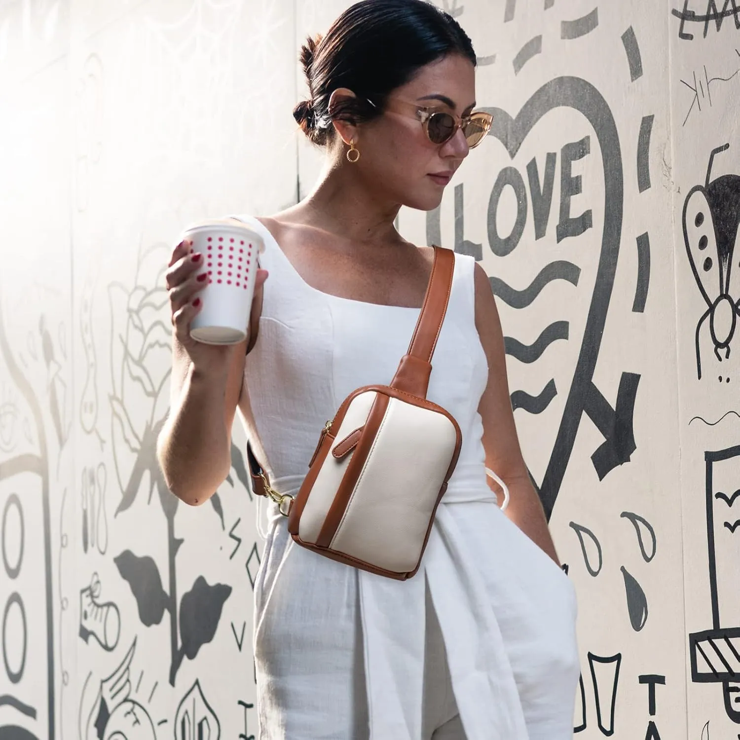 Womens Sling Bag Crossbody Fanny Pack Purse Leather Casual Fashion Travel Daypack Sport Chest Satchel for Women