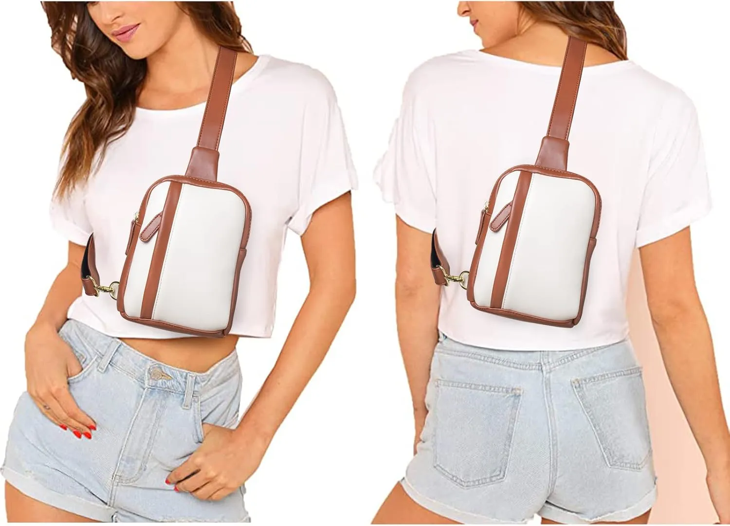 Womens Sling Bag Crossbody Fanny Pack Purse Leather Casual Fashion Travel Daypack Sport Chest Satchel for Women
