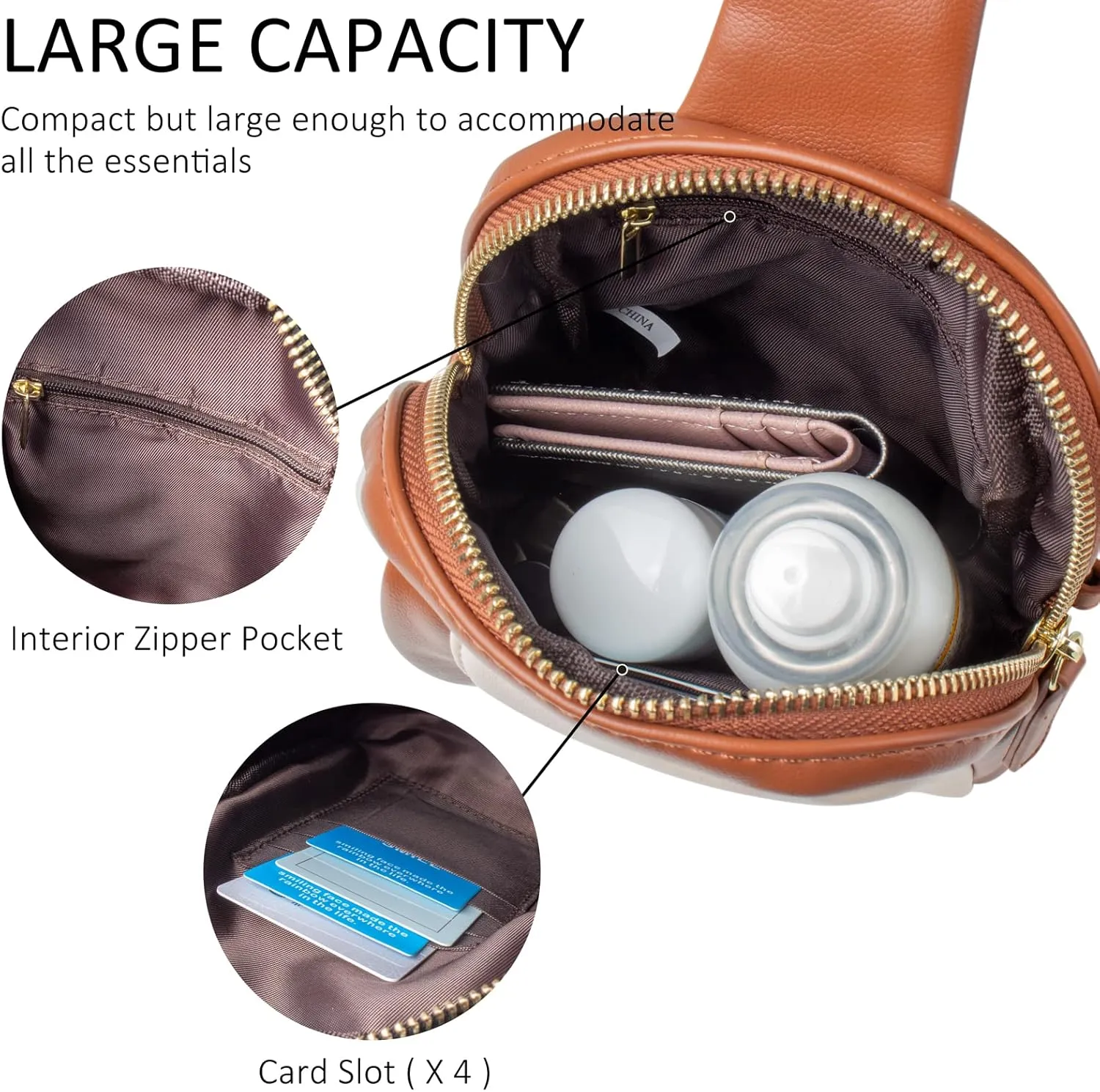 Womens Sling Bag Crossbody Fanny Pack Purse Leather Casual Fashion Travel Daypack Sport Chest Satchel for Women