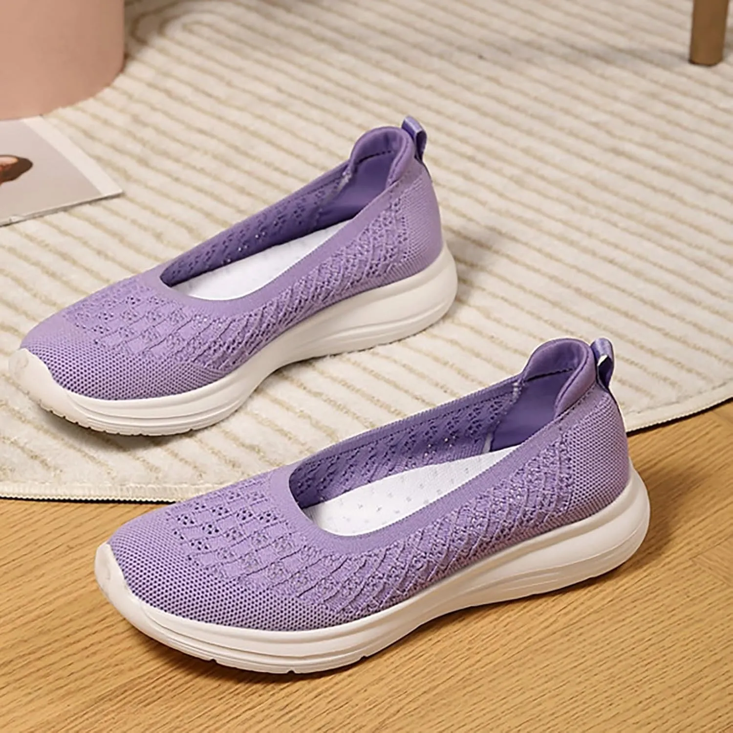 Women's Soft Orthopedic Shoes Breathable Woven Go Walking Slip On Foam Shoes Arch Support Casual Slip on Shoes for Boys
