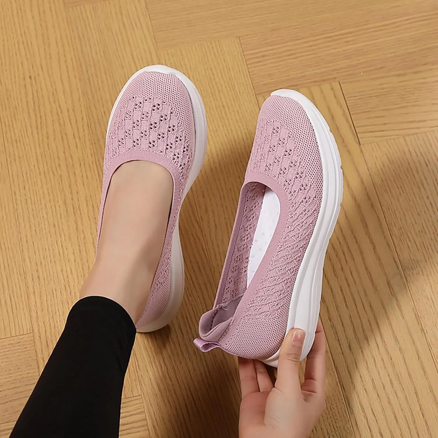 Women's Soft Orthopedic Shoes Breathable Woven Go Walking Slip On Foam Shoes Arch Support Casual Slip on Shoes for Boys