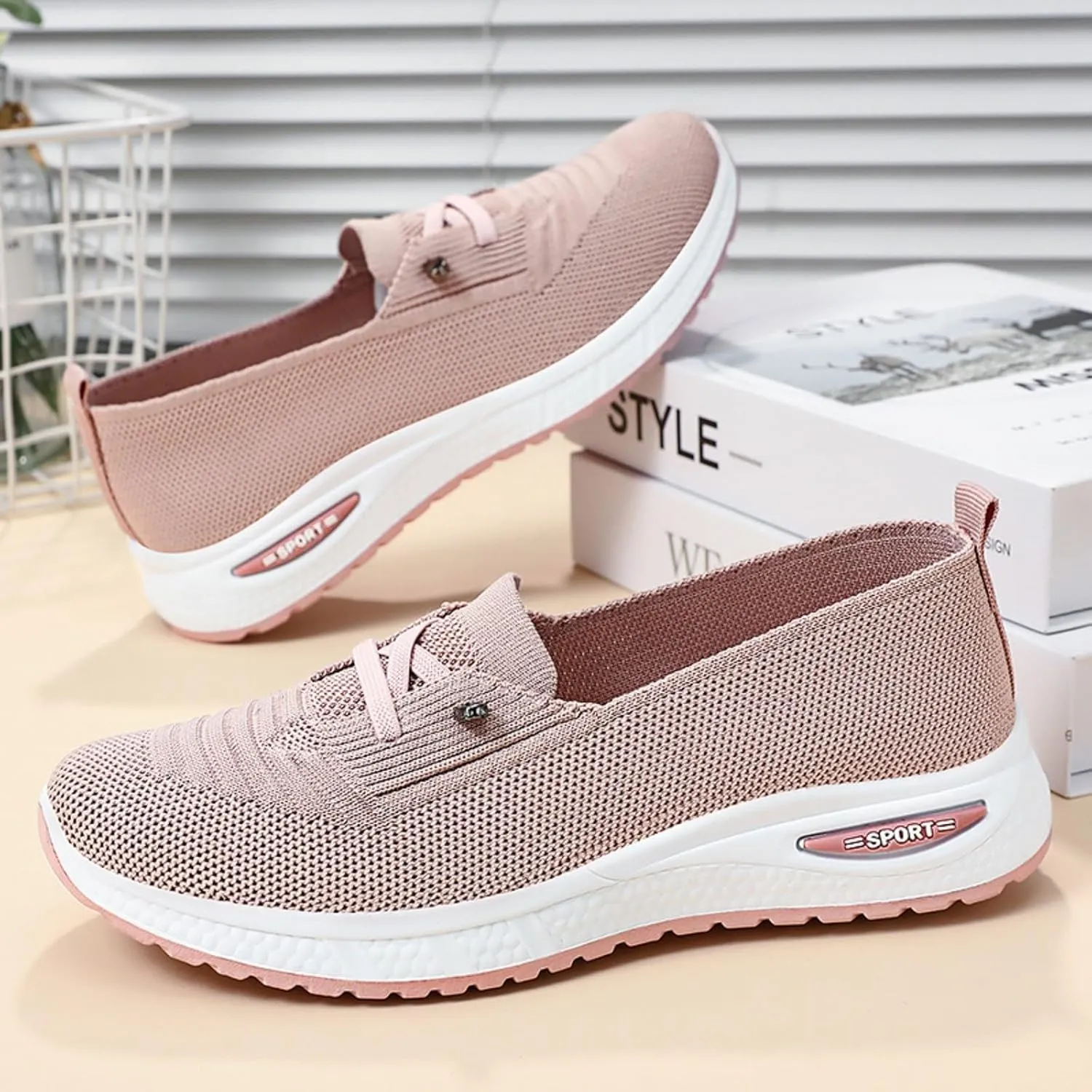 Women's Soft Sole Mesh Comfort Orthopedic Shoes, Walking Shoes Women Arch Support Breathable Mesh Tennis Shoe Slip On Orthopedic Sneakers Non Slip Best Walking Shoe