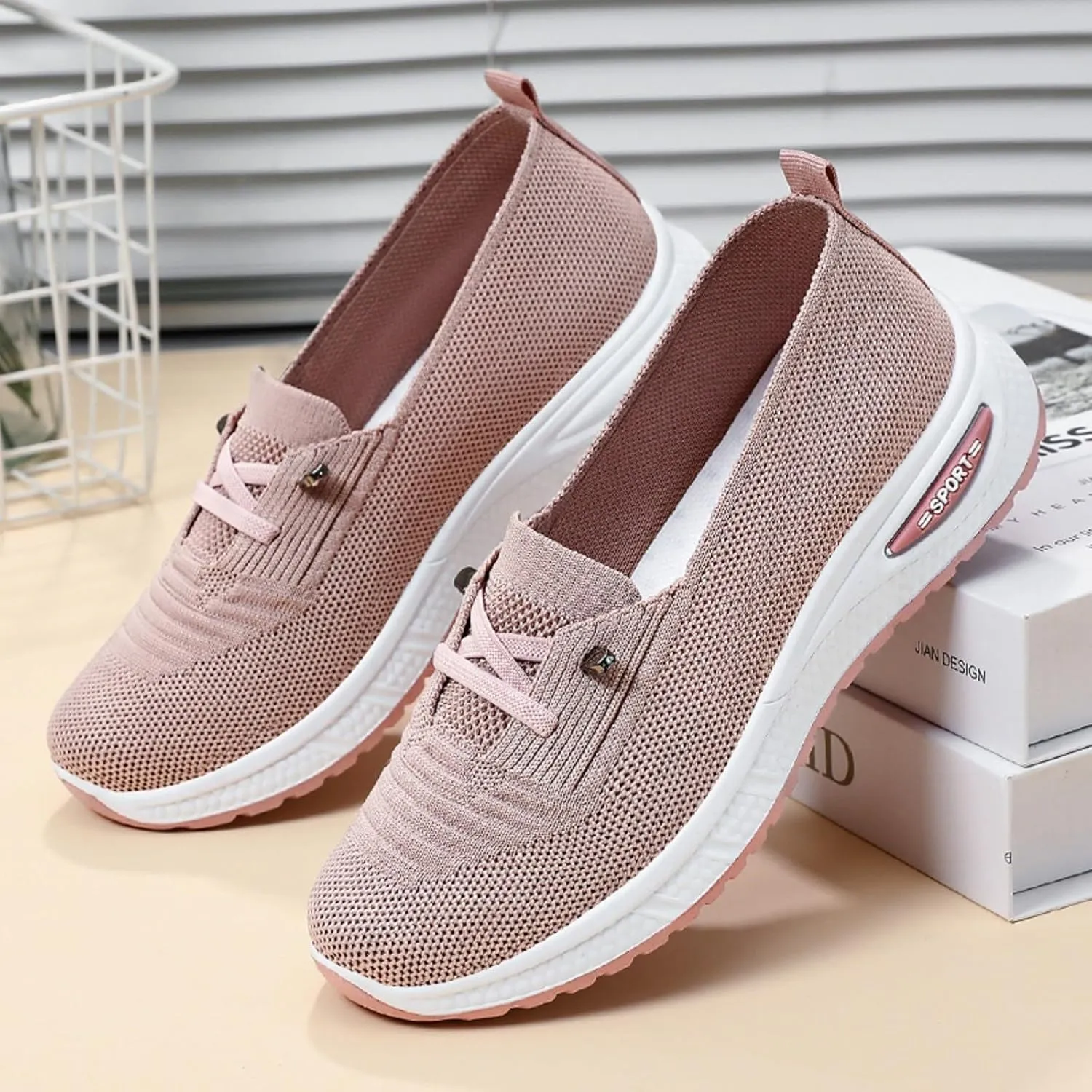 Women's Soft Sole Mesh Comfort Orthopedic Shoes, Walking Shoes Women Arch Support Breathable Mesh Tennis Shoe Slip On Orthopedic Sneakers Non Slip Best Walking Shoe
