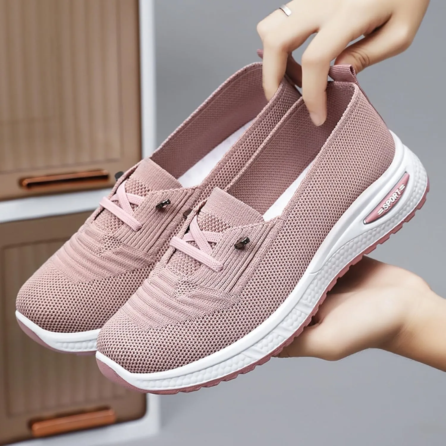Women's Soft Sole Mesh Comfort Orthopedic Shoes, Walking Shoes Women Arch Support Breathable Mesh Tennis Shoe Slip On Orthopedic Sneakers Non Slip Best Walking Shoe