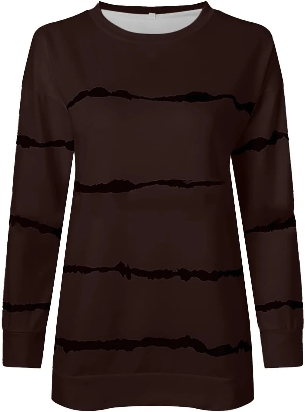 Womens Striped Sweatshirts Loose Fit Crew Neck Long Sleeve Tunic Tops Fall Winter Fashion Clothes 2024