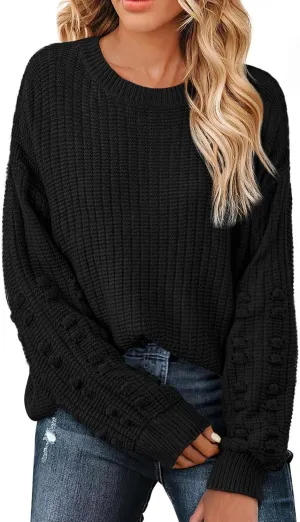 Womens Sweaters Cable Knit Crewneck Casual Loose Long Sleeve Basic Warm Vintage Pullover Top Fall Winter Outfits 2024