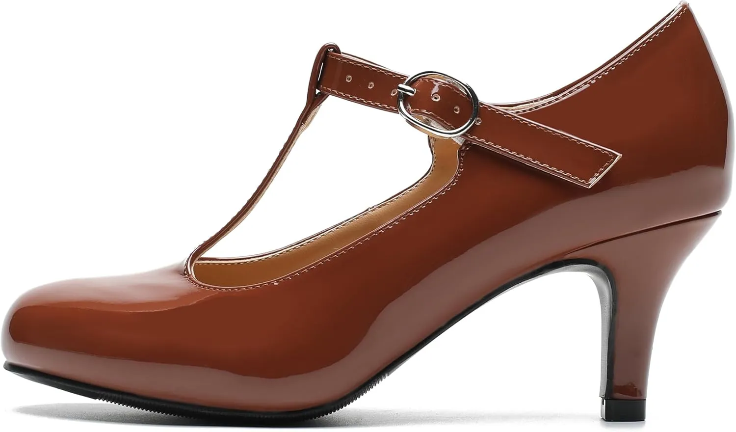 Women's T Strap Mary Jane Kitten Heel Pumps Round Toe Dress Office Work Shoes