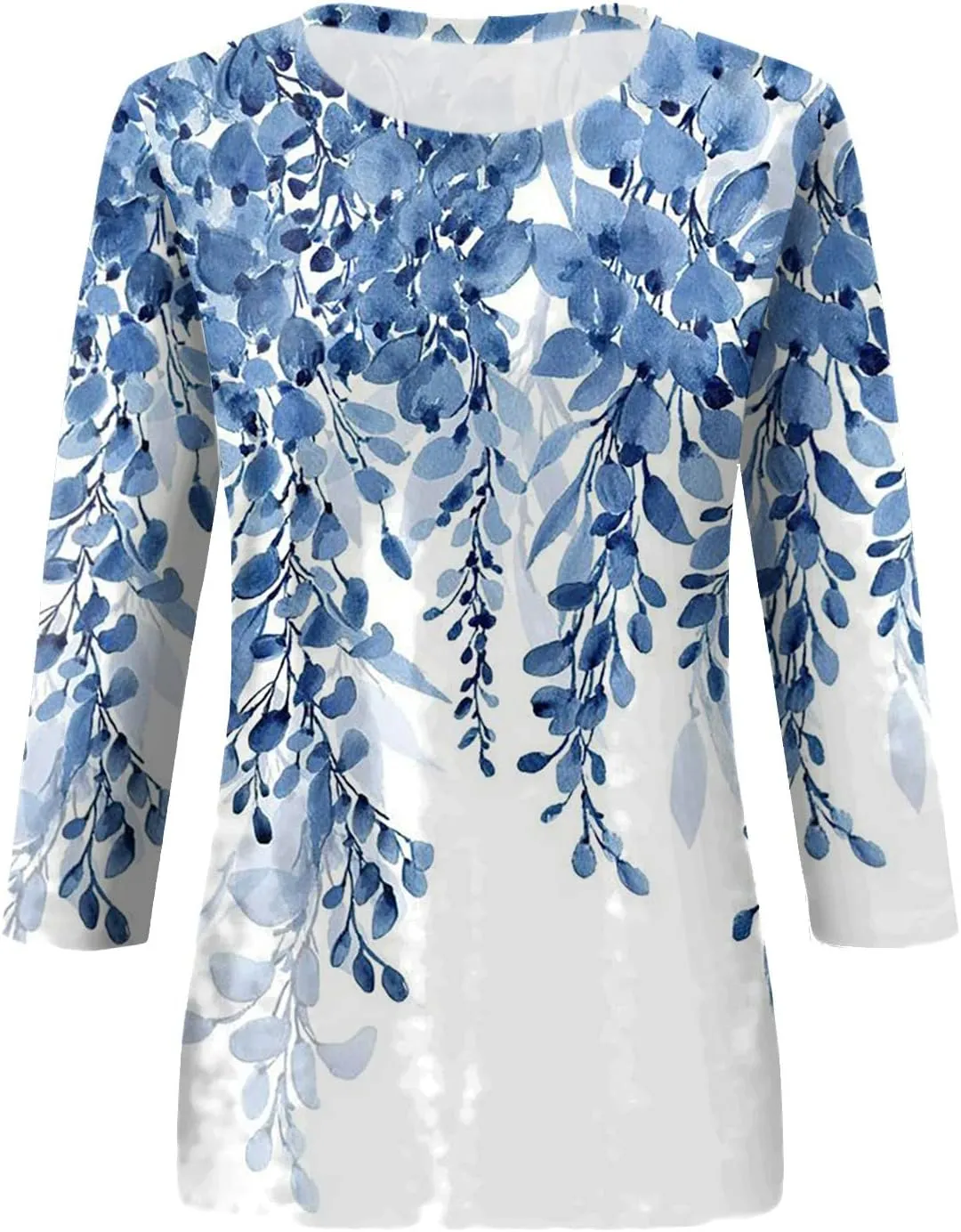 Womens Tops 3/4 Sleeve Shirts Trendy Floral Blouses Casual Loose Fit Summer Tee Crewneck Tunic Tops 2024 S-5XL