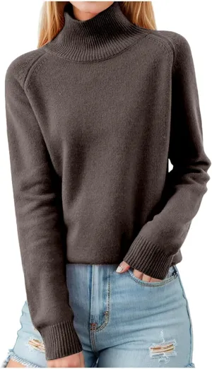 Womens Turtleneck Long Sleeve Knit Sweater Casual Loose Fit Tops Basic Pullover Jumper Tops 2024 Fall Winter