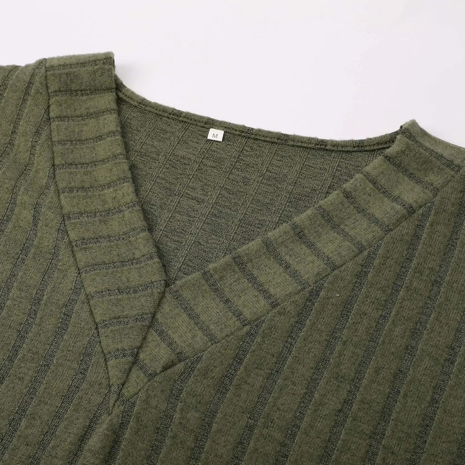 Womens V Neck Knit Sweater Casual Soft Long Sleeve Shirts Decorative Buttons Knitted Pullover Tunic Tops