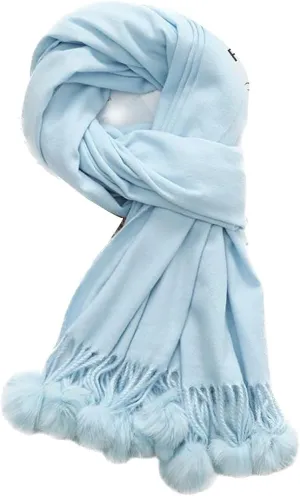 Women's Warm Scarf Cute Soft Fashion Travel Fringe Shawls and Wraps Dinner Lightweight Pashmina with Pom Pom Trim