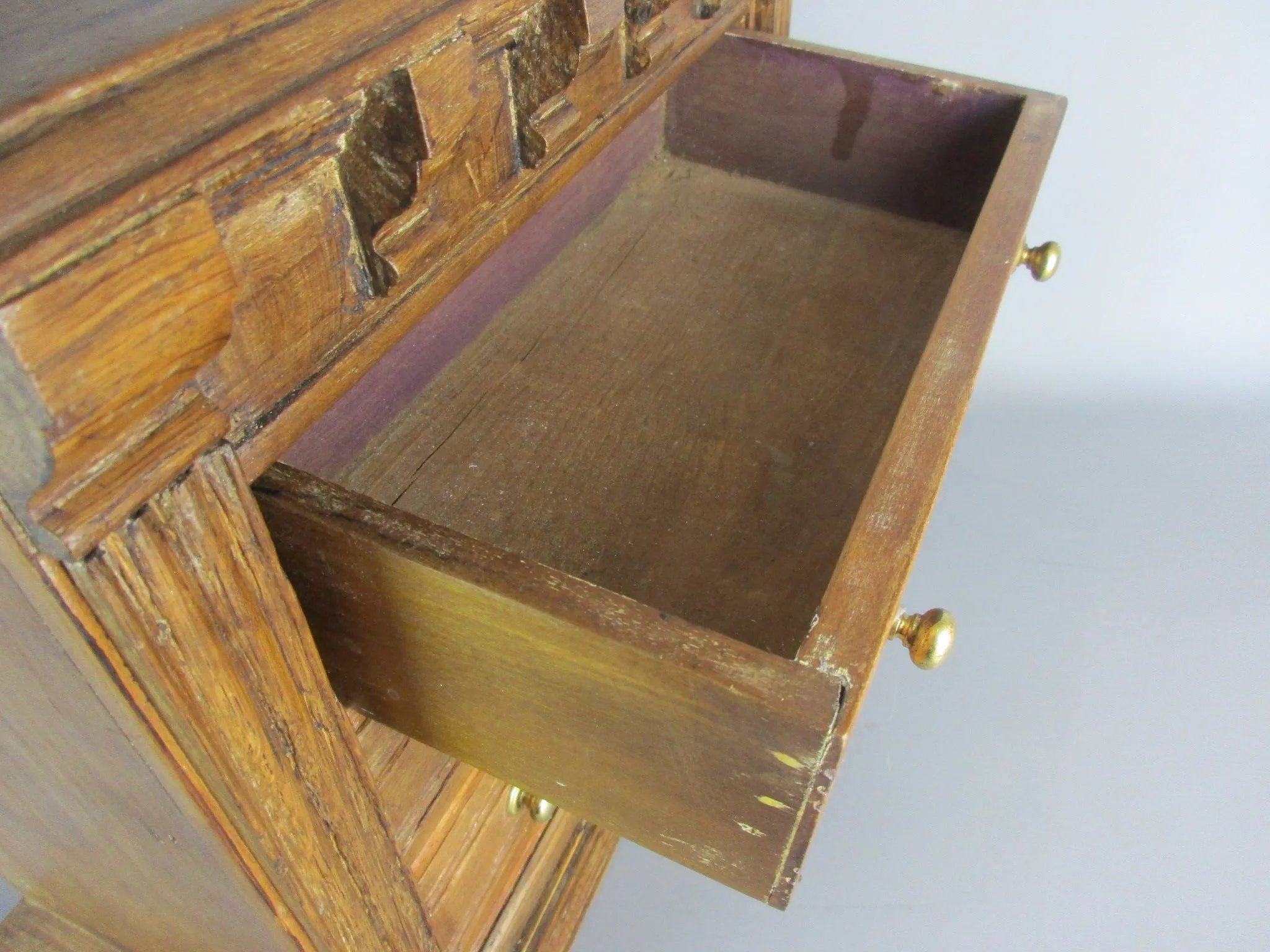 Wooden Hand Made Table Top Chest Of Drawers Antique Circa 19th Century