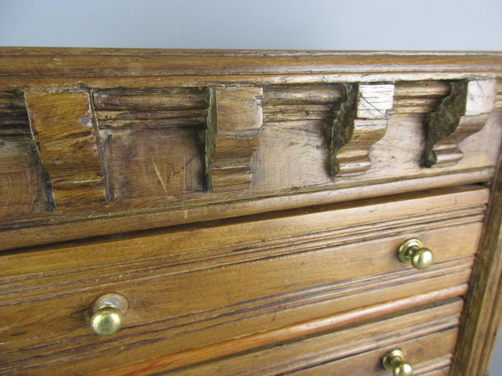 Wooden Hand Made Table Top Chest Of Drawers Antique Circa 19th Century