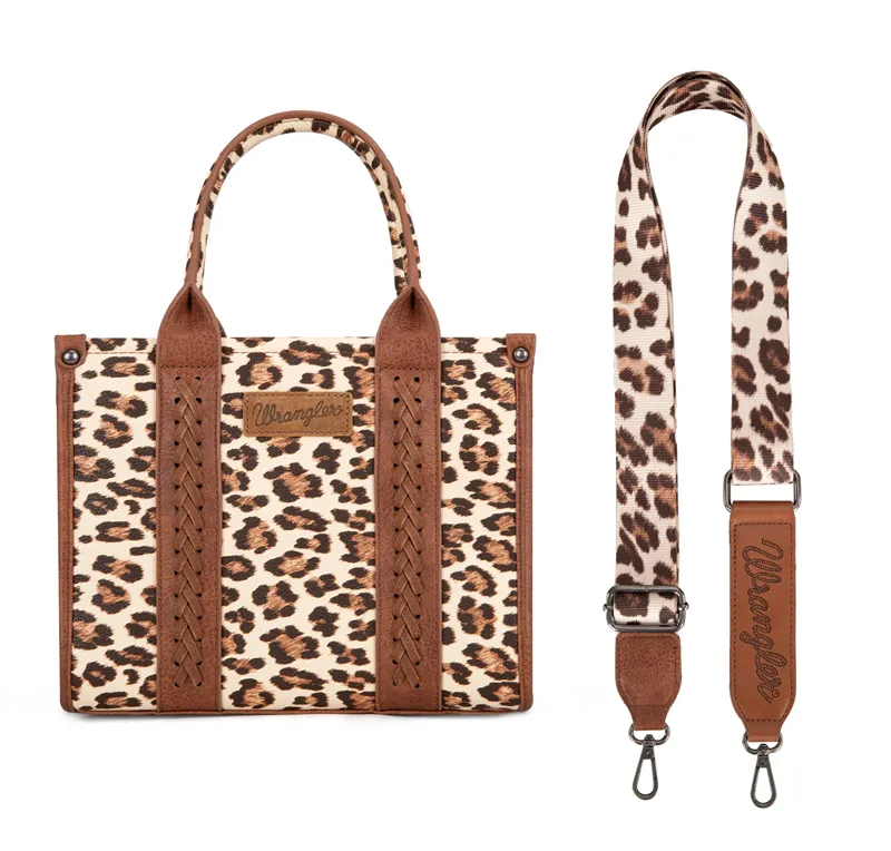 Wrangler Leopard Print Concealed Carry Tote/Crossbody - Brown