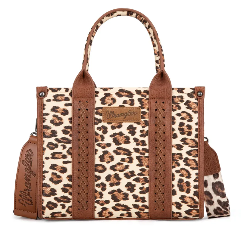 Wrangler Leopard Print Concealed Carry Tote/Crossbody - Brown