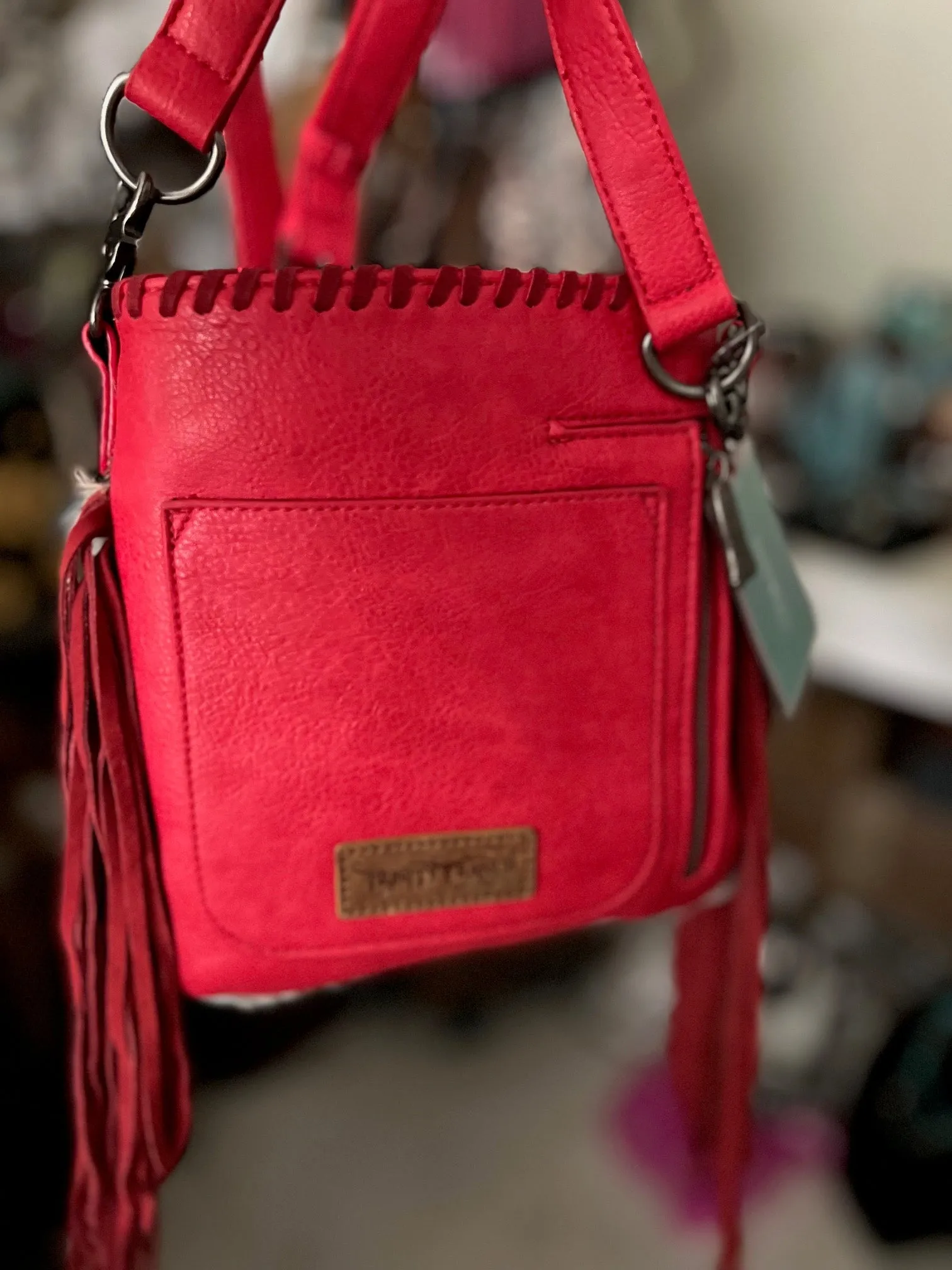 Wrangler Red Cowhide Leather Crossbody