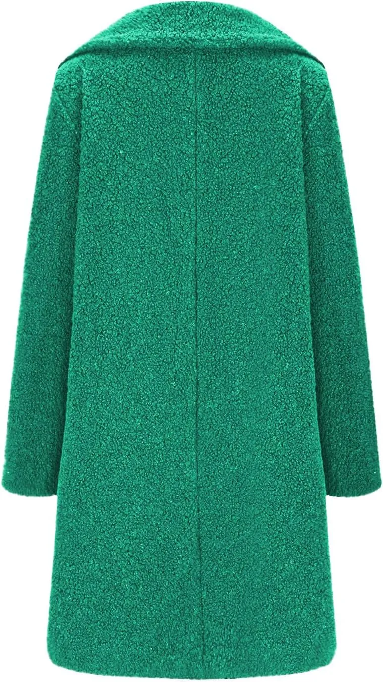 XUNRYAN Womens Fuzzy Sherpa Fleece Jackets Faux-Fur Coat Winter Warm Trench Coat Long Parka Anorak Outerwear Fashion Overcoat