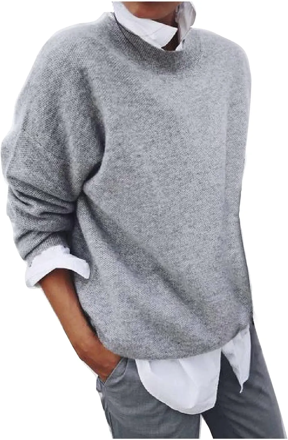 Ymosrh Women's Christmas Clothes Oversized Sweaters 2023 Fall Fuzzy Knit Chunky Warm Pullover Sweater, S-5XL