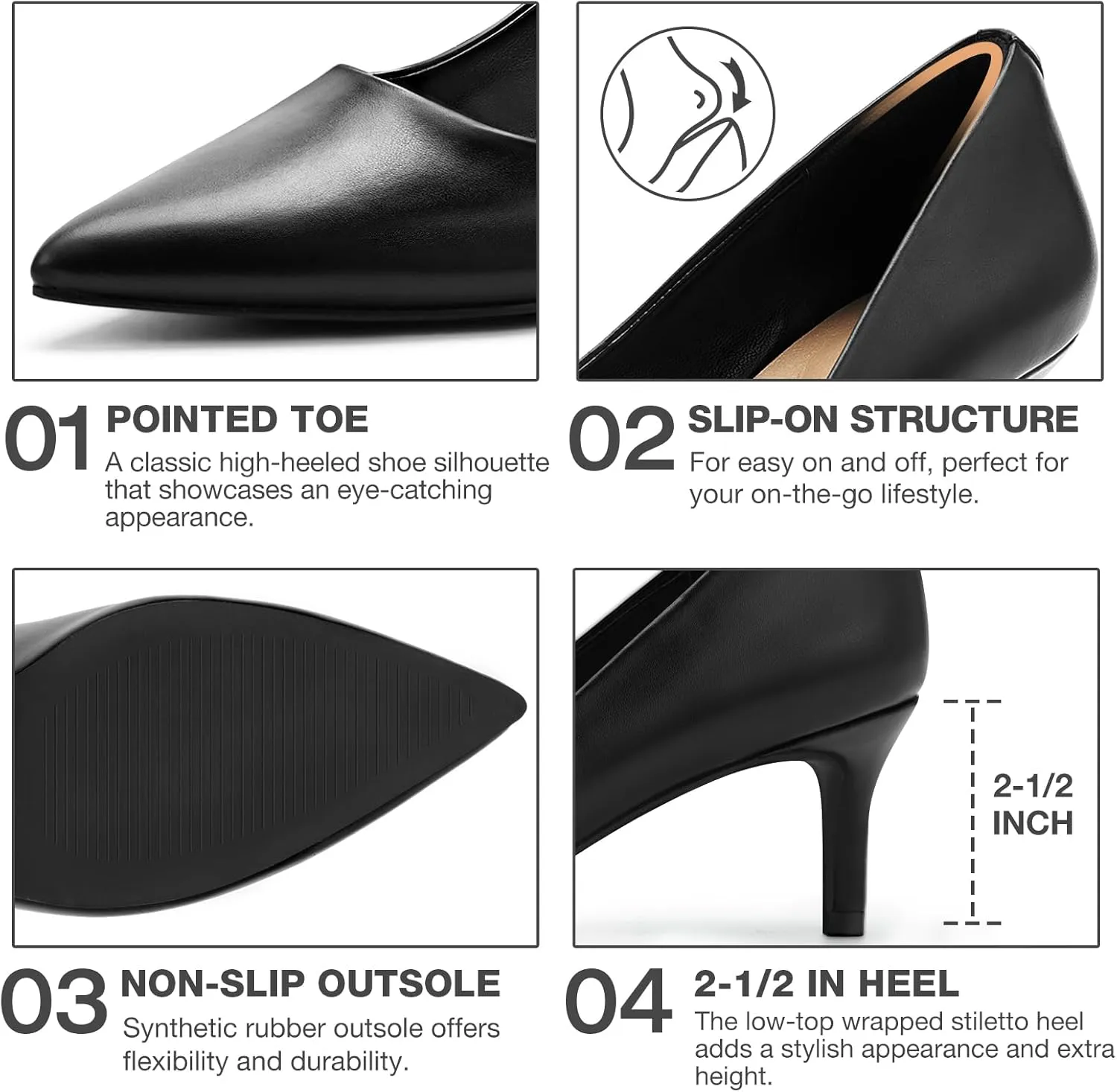ZURIN Women's Pointed Toe Comfortable Stiletto Heels Closed Toe Dress Pumps Shoes for Wedding Work Office Business